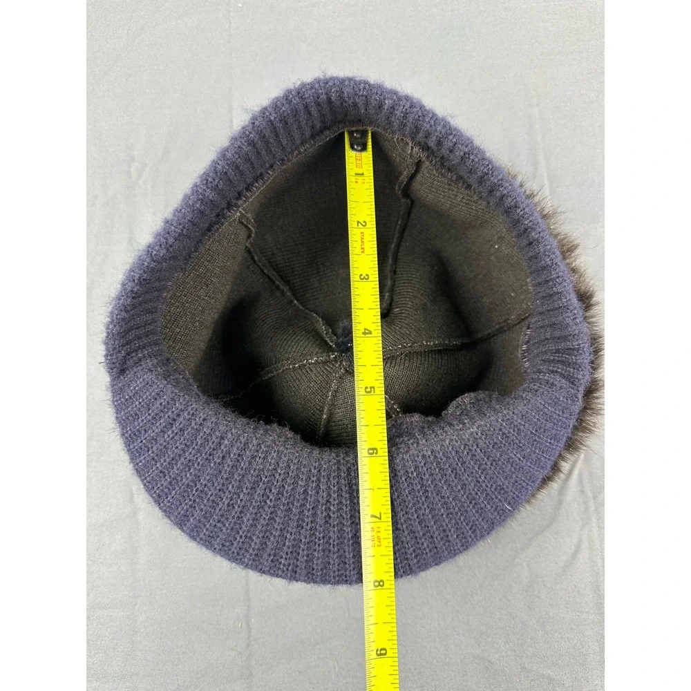Vintage Dark Brown Mink Fur Hat Womens Pillbox Bucket Winter Cap One Size
